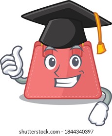 Happy proud of women handbag caricature design with hat for graduation ceremony