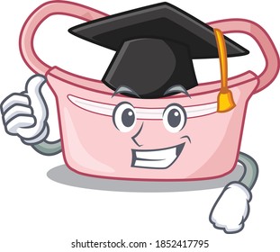 Happy proud of women waist bag caricature design with hat for graduation ceremony