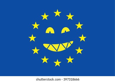 Happy psychopathic, cat like, monster EU flag