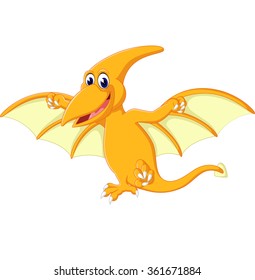 Happy pterodactyl cartoon