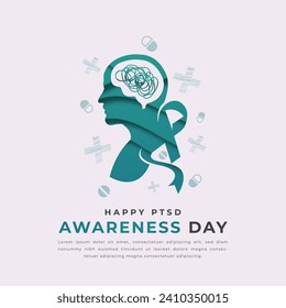 Happy PTSD Awareness Day Paper cut style Vector Design Illustration for Background, Poster, Banner, Advertising, Greeting Card