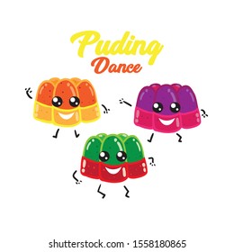 Happy puding character cartoon vector illustration
