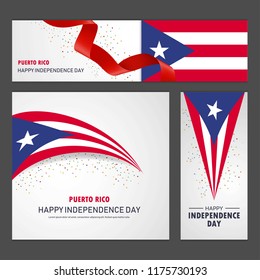 Happy Puerto Rico independence day Banner and Background Set