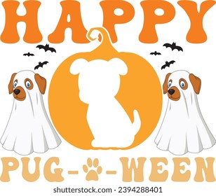  Happy pug ween Halloween T shirt design svg