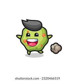 the happy puke cartoon with running pose , cute style design for t shirt, sticker, logo element