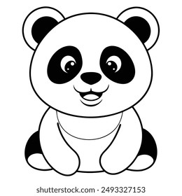 Happy pulling cute little panda vector illustration.