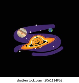 Happy Pumpkin Blackhole gravitation With earth and jupiter