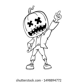 happy pumpkin cartoon character. Vector format.