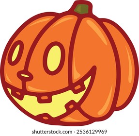 HAPPY PUMPKIN CHARACTER WITH SIMPLE LINES ON ISOLATED BACKGROUND - HALLOWEEN