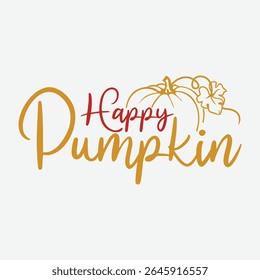 Happy Pumpkin Clipart Vector Design, Cute Pumpkin Vector Art Design, Smiling Pumpkin Graphic Design, Cheerful Pumpkin Clipart for Crafts, Thanksgiving Graphic Design