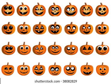 Happy Pumpkin Faces Stock Vector (Royalty Free) 38082829 | Shutterstock