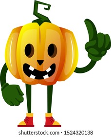 Happy pumpkin, illustration, vector on white background.
