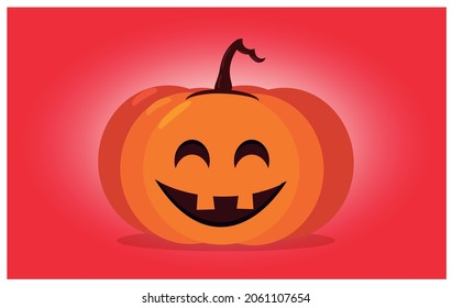 Happy pumpkin with nice orange background