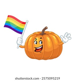 Happy Pumpkin with Rainbow Flag.