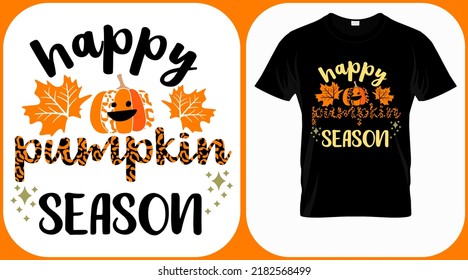 
Happy pumpkin season. Autumn season hand  written phrase. Colorful fall season hand drawn slogan. Autumn theme lettering vector phrases. Scrapbooking elements for harvest party.