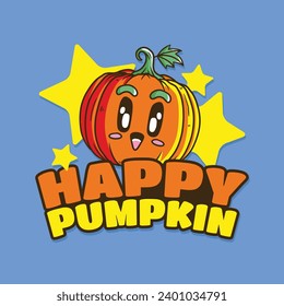 Happy Pumpkin vector logo illustration design. Pumpkin Mascot logo