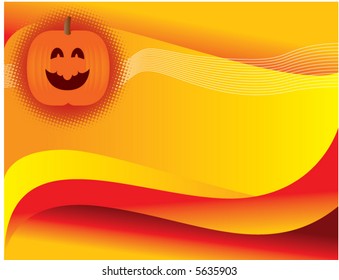 A happy pumpkin with wavy lines and space for text