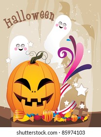 happy pumpkins in halloween