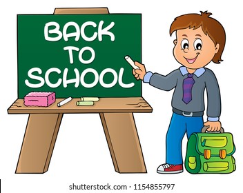 Happy pupil boy theme image 9 - eps10 vector illustration.