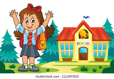 Happy pupil girl theme image 6 - eps10 vector illustration.