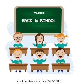Happy pupils in the classroom.