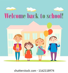 Happy pupils come back to school