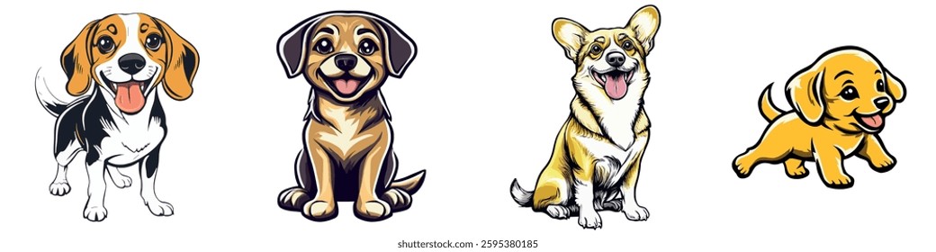 Happy Puppies are Playing Together