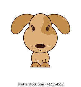 Happy puppy in cartoon style. Adopt a dog. Dog adoption concept. Happy dog in cartoon style.