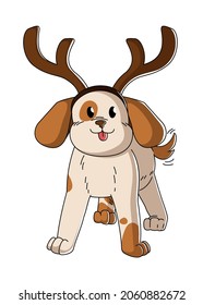 Happy puppy. Henna costume. Christmas drawing