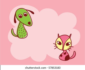 happy puppy and kitty