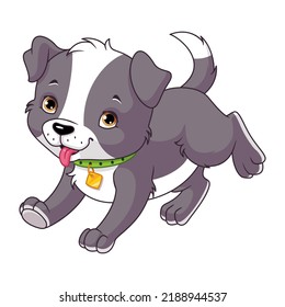 Happy Puppy Running Cartoon Vector Illustration