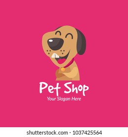 happy puppy Vector flat pet logo. Dog, cat simple icon. Pet shop logo, animal goods store, pet food logo brand design. 
Pet center insignia. Kid shop logo.
