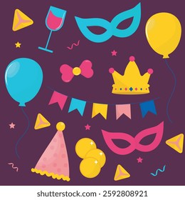 happy purim celebration design elements.
