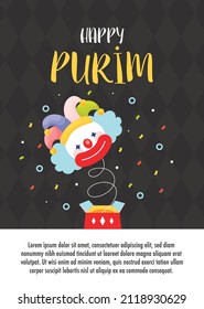 Happy Purim day greeting card. Vector illustration 