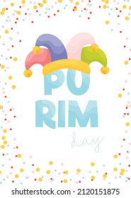 Happy Purim day greeting card. Vector illustration 