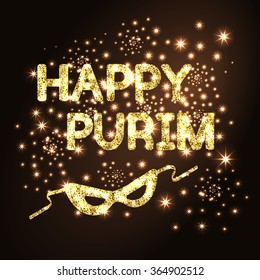 Happy Purim. Purim golden background. Vector illustration