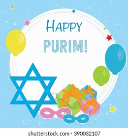 Happy Purim greeting card design. Vector illustration 