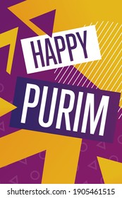 Happy Purim. Holiday concept. Template for background, banner, card, poster with text inscription. Vector EPS10 illustration