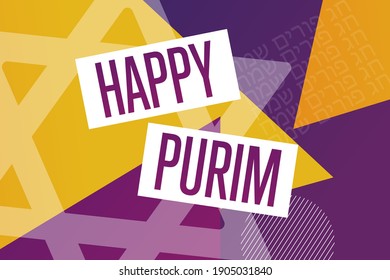 Happy Purim. Inscription happy purim holiday in Hebrew. Holiday concept. Template for background, banner, card, poster with text inscription. Vector EPS10 illustration