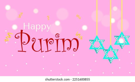 Happy Purim Jewish Holiday greeting card, background. Vector illustration.