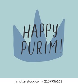 Happy Purim lettering, Jewish holiday and traditional elemets. vector illustration.