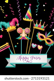
Happy Purim poster. Hand-drawn. Vector illustration.