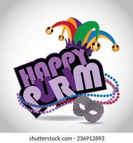 Happy Purim Skewed Icon EPS 10 Vector Stock Illustration