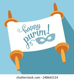 Happy Purim With Torah And Mask. EPS 10 Vector Royalty Free Stock Illustration