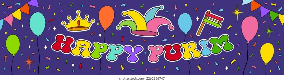 Happy Purim wish, congratulations. Jewish holiday banner