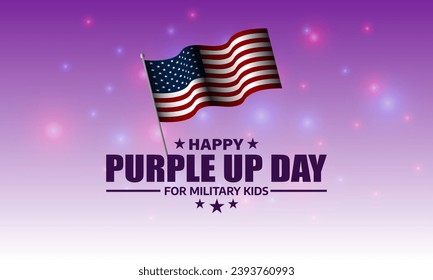 Happy Purple Up Day For Military Kids Background Vector Illustration