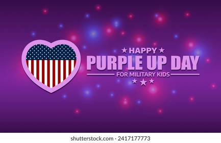 Happy Purple Up Day For Military Kids Background Vector Illustration