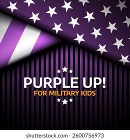 Happy Purple Up Day For Military Kids Background Design Illustration