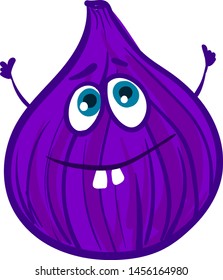 Happy purple fig, illustration, vector on white background