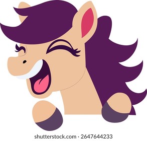 Happy Purple Hair Pony Peeking